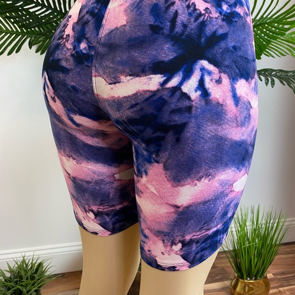‼️ Tie Dye Biker Shorts Leggings Active Wear Short - Picture 8 of 8